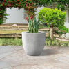 17 In. D round Raw Concrete Modern Planter, Outdoor Flower Pot, Plant Pot with Drainage Hole, Plug for Garden